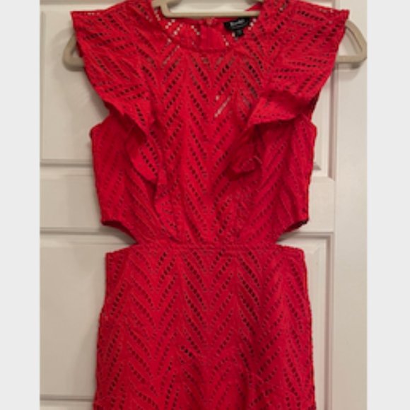Bardot - Kira Crochet Ruffle Mini Dress | Lipstick Red | Size: US 4 / XS | NWT - Picture 11 of 12